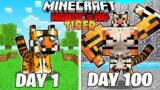 I Spent 100 Days as TIGER in HARDCORE Minecraft!