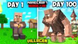 I Survived 100 Days As A Villager In Minecraft Hardcore… Minecraft 100 Days (Hindi)