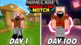 I survived 100 days in minecraft as notch || 100 days as a notch || 100 days minecraft, wizx, wiz x