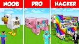 INSIDE MOB BASE HOUSE BUILD CHALLENGE – NOOB vs PRO vs HACKER / Minecraft Battle Animation