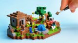 Making Minecraft Bee Farm Village Miniature – clay ASMR