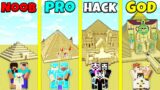 Minecraft Battle: NOOB vs PRO vs HACKER vs GOD: SAND DESERT HOUSE BUILD CHALLENGE / Animation