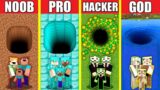 Minecraft Battle: TUNNEL BUILD CHALLENGE – NOOB vs PRO vs HACKER vs GOD Animation HOUSE UNDERGROUND