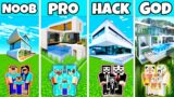 Minecraft: FAMILY PREMIUM LUXURY MANSION BUILD CHALLENGE – NOOB vs PRO vs HACKER vs GOD
