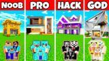 Minecraft: PERFECT PRIME HOUSE BUILD CHALLENGE – NOOB vs PRO vs HACKER vs GOD