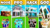 Minecraft: PRETTY WONDERFUL MANSION HOUSE BUILD CHALLENGE – NOOB vs PRO vs HACKER vs GOD