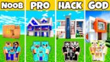 Minecraft: THE PERFECT MODERN HOME BUILD CHALLENGE – NOOB vs PRO vs HACKER vs GOD