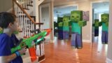 Nerf War:  Minecraft But Mob Invasion Finds Us In Real Life
