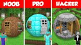 ROUND VILLAGER HOUSE BASE BUILD CHALLENGE – NOOB vs PRO vs HACKER / Minecraft Battle Animation