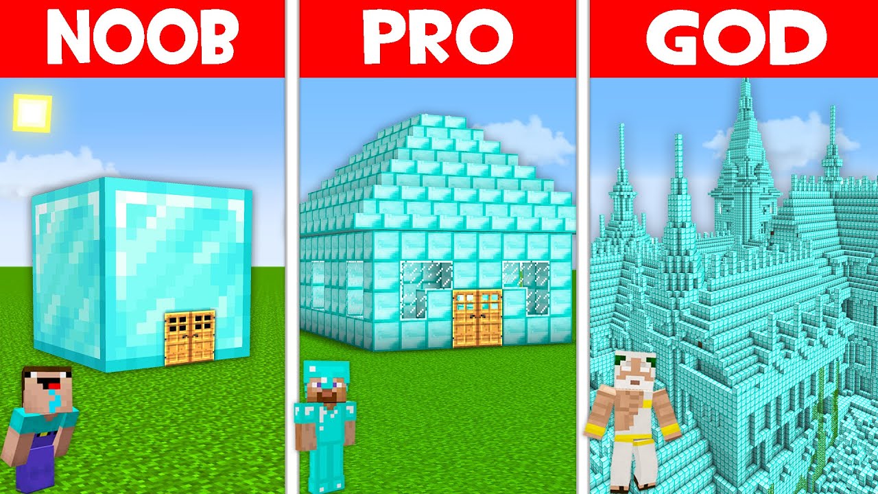 SECRET DIAMOND HOUSE BUILD CHALLENGE! DIAMOND BLOCK HOUSE vs DIAMOND