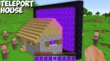 What if you TELEPORTED HOUSE inside NETHER PORTAL in Minecraft ! STRANGE HOUSE !