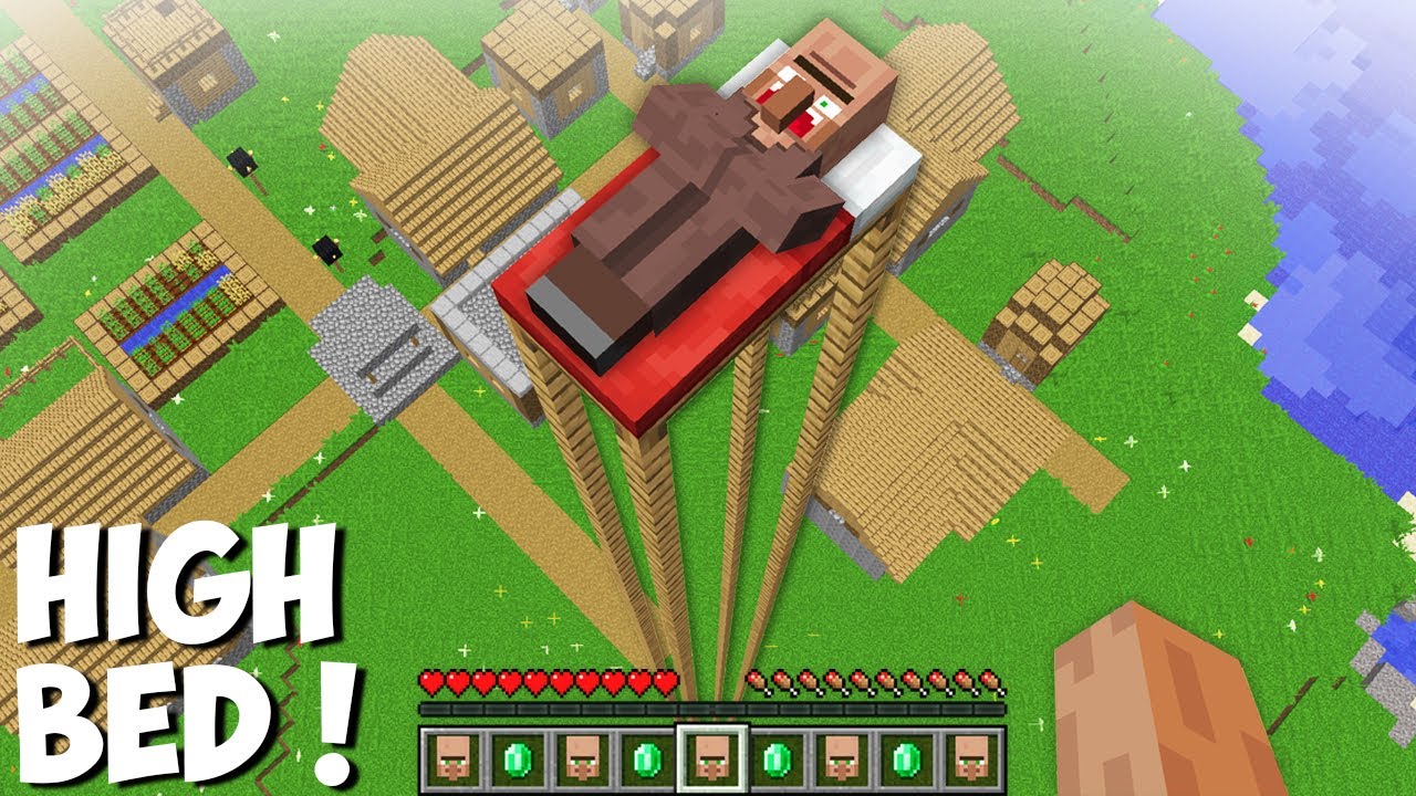 How did THIS VILLAGER END UP ON THE HIGHEST BED in Minecraft ? TROLLING