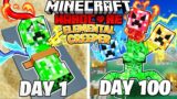 I Survived 100 DAYS as an ELEMENTAL CREEPER in Hardcore Minecraft!