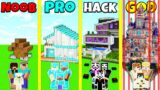 Minecraft Battle: NOOB vs PRO vs HACKER vs GOD: SECURE SAFEST BASE HOUSE BUILD CHALLENGE / Animation