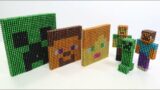 Minecraft Stop Motion | Minecraft Building Big Head Creeper, Steve, Alex with Magnetic Balls