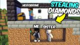 STEALING DIAMONDS FROM HEROBRINE WITH MY SISTER || TROLLING SISTER IN MINECRAFT #4