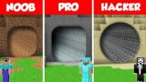 TUNNEL PIT HOLE BASE HOUSE HOUSE BUILD CHALLENGE – NOOB vs PRO vs HACKER Minecraft Battle Animation