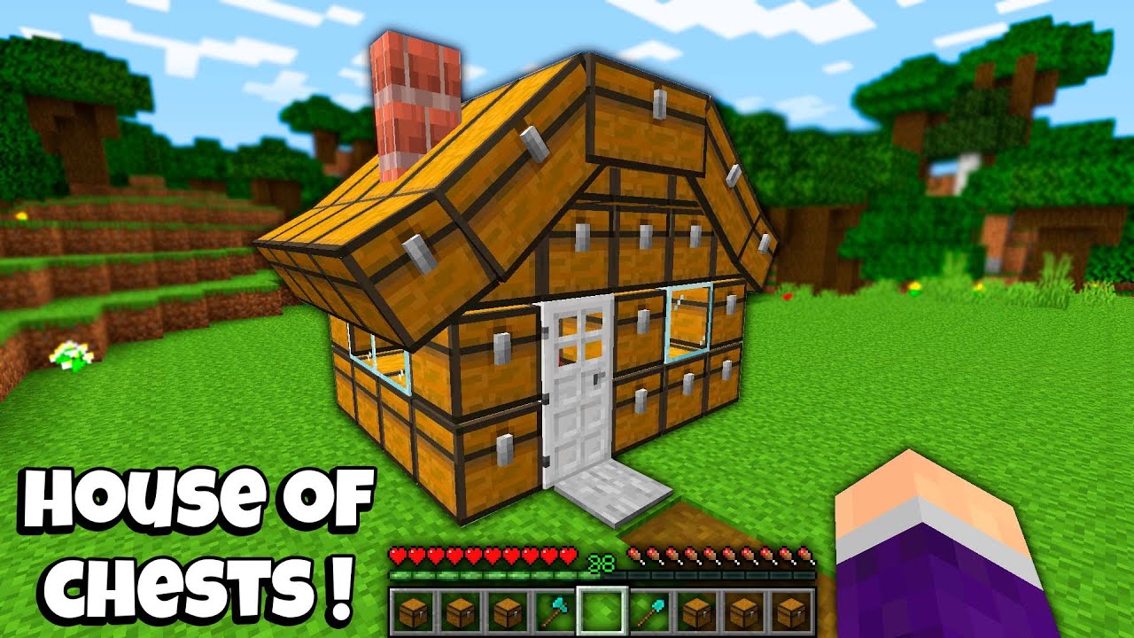 What inside this BIGGEST HOUSE of CHESTS in Minecraft ? UNUSUAL HOUSE