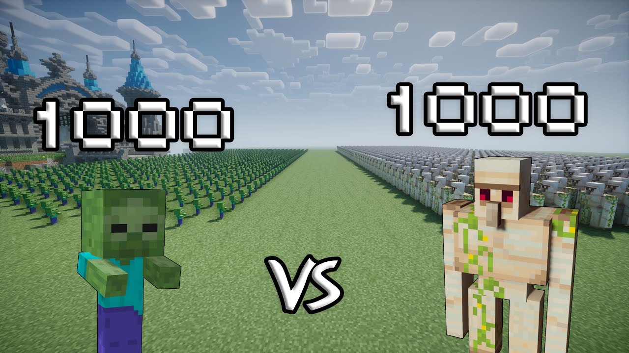 1000 Baby Zombies Vs 1000 Iron Golems Minecraft Minecraft videos