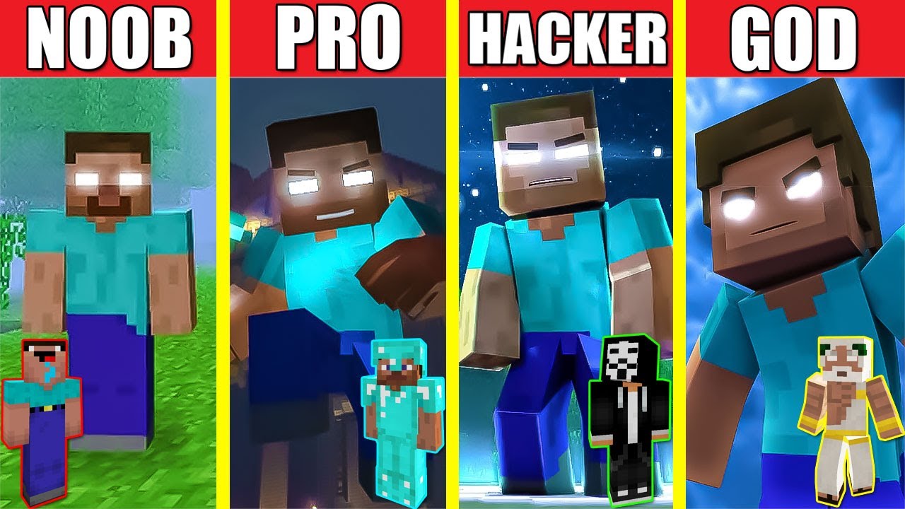 HEROBRINE HOUSE BUILD CHALLENGE NOOB vs PRO vs HACKER vs GOD