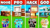 Minecraft: CASUAL MODERN HOUSE BUILD CHALLENGE – NOOB vs PRO vs HACKER vs GOD