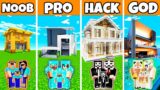 Minecraft: HIGH QUALITY HOUSE BUILD CHALLENGE – NOOB vs PRO vs HACKER vs GOD