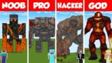Minecraft TNT GOLEM HOUSE BUILD CHALLENGE – NOOB vs PRO vs HACKER vs GOD / Animation