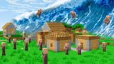 The Villagers protect the Village from the Tsunami! How to Survive in Minecraft