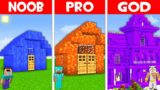 WATER vs LAVA vs PORTAL HOUSE BUILD CHALLENGE! SECRET HOUSE in Minecraft NOOB vs PRO vs GOD!
