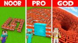 AMAZING TNT MAZE BUILD CHALLENGE! GIANT TNT MAZE HOUSE in Minecraft NOOB vs PRO vs GOD!