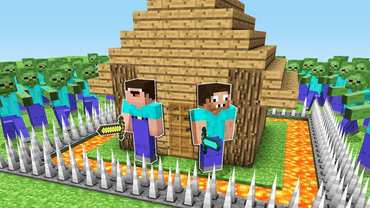 NOOB And PRO Built a SECURITY HOUSE VS ZOMBIES Minecraft ! 7 Security