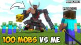 100 Mobs vs ME in Minecraft!