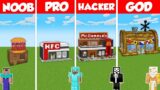 FAST FOOD RESTAURANT BUILD CHALLENGE – Minecraft Battle: NOOB vs PRO vs HACKER vs GOD / Animation