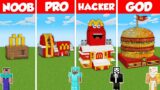 MCDONALDS RESTAURANT BUILD CHALLENGE – Minecraft Battle: NOOB vs PRO vs HACKER vs GOD / Animation