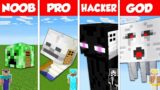 Minecraft Battle: NOOB vs PRO vs HACKER vs GOD: MONSTER HEAD HOUSE BASE BUILD CHALLENGE / Animation
