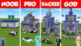 Minecraft TNT POLICE STATION HOUSE BUILD CHALLENGE – NOOB vs PRO vs HACKER vs GOD / Animation