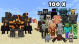 NETHERITE MONSTROSITY vs Every Minecraft Mob in Minecraft x100 – Netherite Monstrosity vs all Mobs
