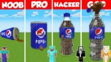PEPSI COLA HOUSE BASE BUILD CHALLENGE – Minecraft Battle: NOOB vs PRO vs HACKER vs GOD / Animation