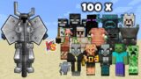 FERROUS WROUGHTNOUT vs All mobs in Minecraft x100 – Ferrous Wroughtnout vs every mob 1v100