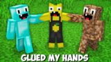 How I GLUED MY HANDS TOGETHER with DIAMOND AND DIRT DUDE in Minecraft ? DIAMOND VS DIRT !