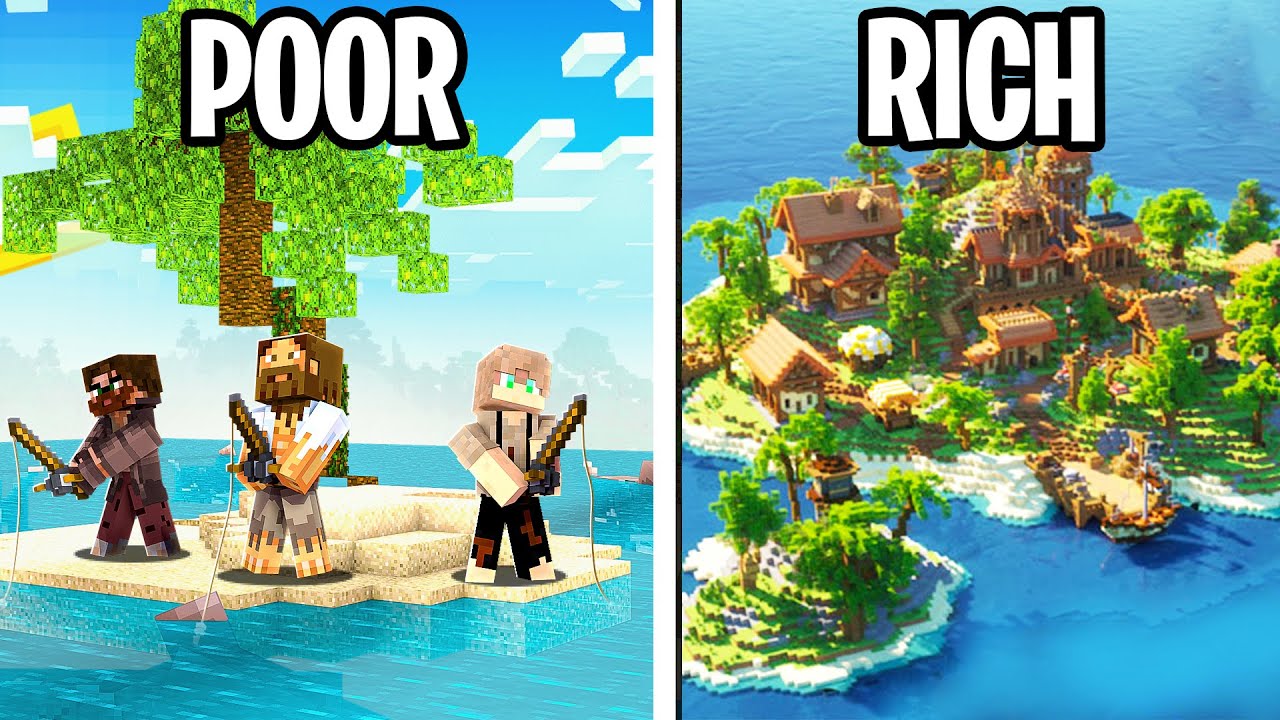 I Made 200 Players Simulate Survival Island In Minecraft Minecraft