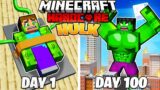 I Survived 100 DAYS as HULK in HARDCORE Minecraft!