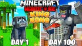 I Survived 100 DAYS as KING KONG in HARDCORE Minecraft!