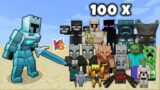 ICE WARRIOR vs Every Minecraft Mob in Minecraft x100 – ICE WARRIOR vs all Mobs 1v100