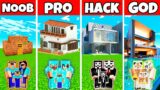 Minecraft Battle: Family Steep House Build Challenge – Noob vs Pro vs Hacker vs God