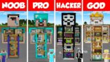 Minecraft STATUE BASE HOUSE BUILD CHALLENGE – NOOB vs PRO vs HACKER vs GOD / Animation
