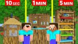 NOOB vs PRO: TINY TREE HOUSE BUILD CHALLENGE Minecraft ! Noob and Pro Minecraft