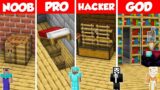 SECRET TRAP BASE HOUSE BUILD CHALLENGE – Minecraft Battle: NOOB vs PRO vs HACKER vs GOD / Animation