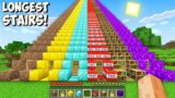 Where does LEAD THE LONGEST STAIRS in Minecraft? DIRT vs GOLD vs DIAMOND vs TNT vs PORTAL!