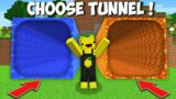 Which SECRET TUNNEL SHOULD I CHOOSE in Minecraft ? LAVA TUNNEL VS WATER TUNNEL !